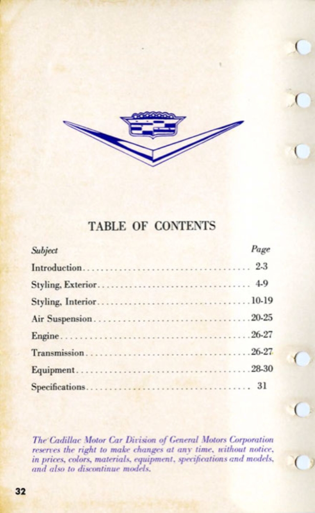1957 Cadillac Eldorado Brougham Salesmans Data Book Page 4